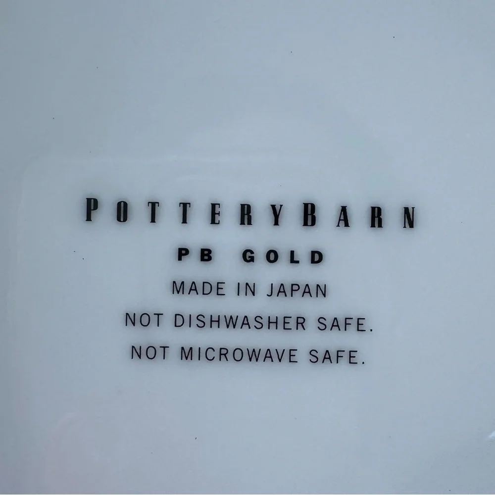 Pottery Barn Elegant White Salad Plates with Gold Trim ‘PB Gold’ Set of 4